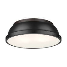 Golden 3602-14 RBZ-BLK - Yep by Golden Lighting Duncan 2-light Flush Mount in Rubbed Bronze and Matte Black shade